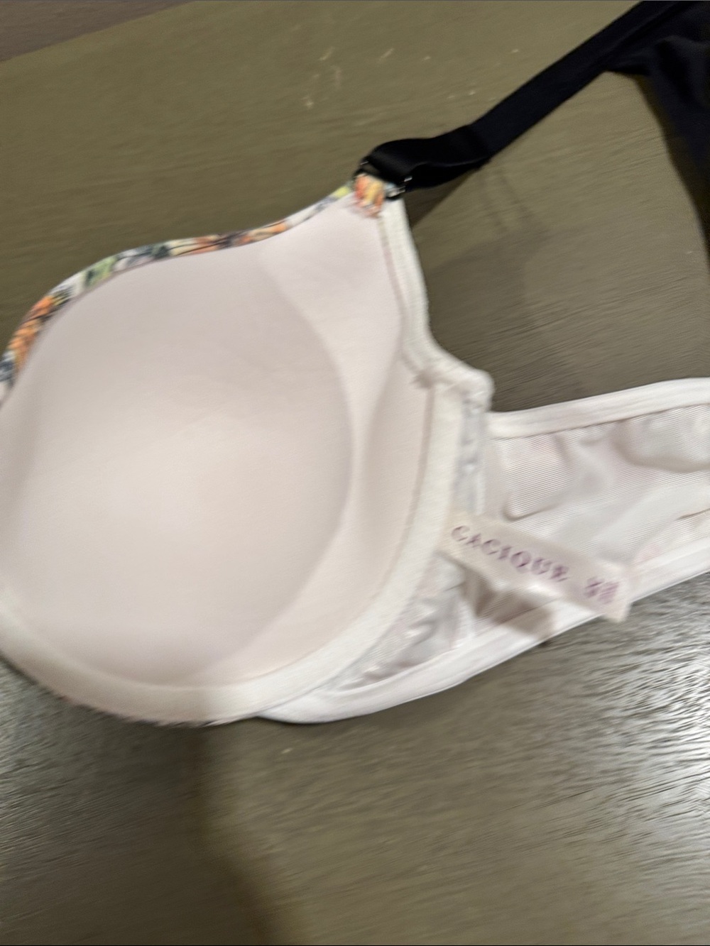 Cacique Orange Floral Padded Bra with Black Racerback size 42C - Picture 3 of 8